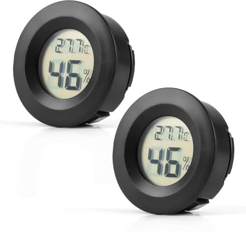 2 Pack LCD Digital Hygrometer Thermometer, Reptile Thermometer for Greenhouse Dehumidifiers Humidifiers Basement Babyroom Home Office, Switchable Celsius/Fahrenheit Black