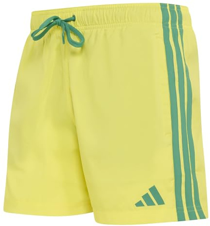 adidas Men's 3 Stripes Swim Shorts 5 INCH, Bright Yellow/Bold Green, L