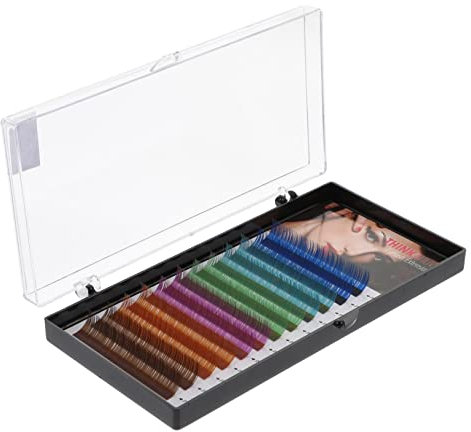Hemobllo Extensions de Cils Colorées Faux Cils et Naturel Pratiques pour Débutants Cils Colorés Teintes Bleu Foncé Bleu Vert Marron Marron Foncé