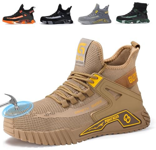 LAoutun Safety Trainers Men Breathable Industrial Work Safety Shoes