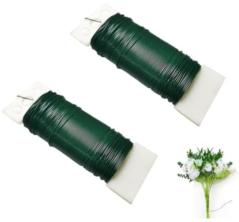 WUSJCOF Set de 2 Alambres para Flores y Manualidades, Alambre de Jardinería para Plantas, Rosas y Decoraciones Navideñas (100M, 0.35mm) (Verde)