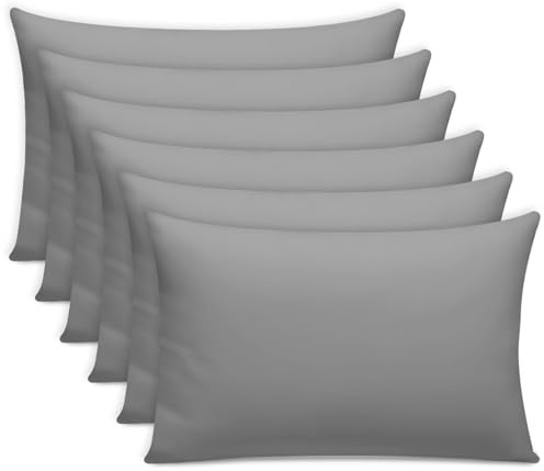 Pamposh 300 Thread Count 100% Egyptian Cotton Pillow Cases 6 Pack Breathable Ultrasoft Grey Pillow Covers