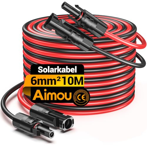 Cavo solare 4 mm²/6 mm², prolunga cavo solare, cavo di prolunga (rosso/nero) (6 mm² 10 m)