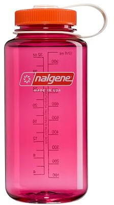 Nalgene Leak Proof Tritan BPA Free Water Bottle - 9.5oz Wide Mouth - Made in USA for Outdoor Use and Daily Hydration - Tension and Motion (Fuchsia Purple)