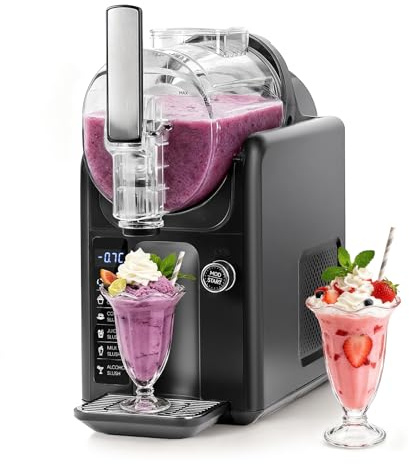 Slushie Machine, No Ice Needed Slushy Maker for Home, Real-Time Temp Display, Frozen Drink Maker with 6 Preset Programs for Ice Cream, Frappés, Milk Shake and More