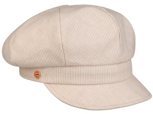 Mayser Camilla Schirmmütze Ballonmütze gestreift Mehrfarbig Made in EU Damen Frühling Sommer Hellbeige One Size