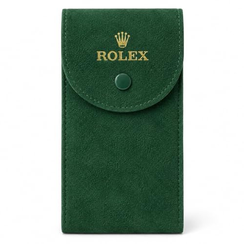 ROUHO Custodia Orologi Effetto Camoscio Verde Custodia Orologi in Tessuto Singolo Supporto Contenitore Orologio da Polso Chiusura a Pressione per Rolex GMT‑Master II