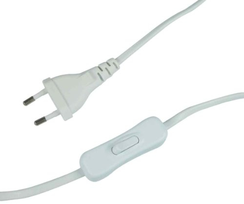REV 0505680555 Câble d'alimentation avec interrupteur et fiche européenne Blanc 2 m max. 2 A