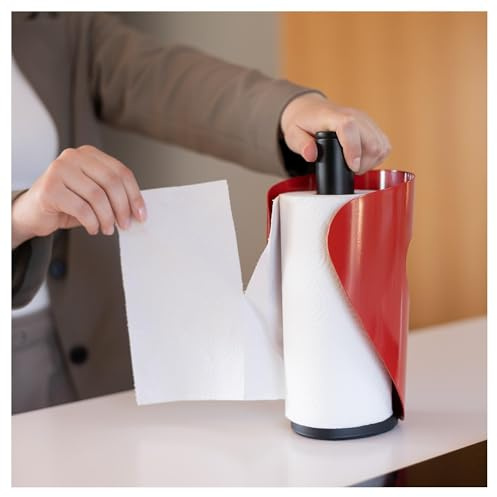 Steel-Function Pisa Küchenrollenhalter Rot | Praktische und stilvolle Halter Küchenrolle | Zewa Rollenhalter ist Ideal für Küche und Esszimmer | Papierrollenhalter im Skandinavisches Design