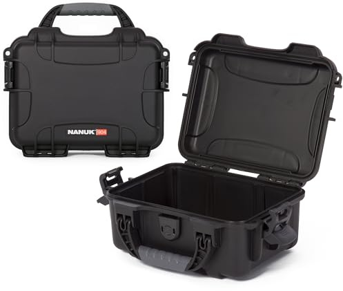 NANUK 904 Empty Hard Case – IP67 Waterproof Protective Hard-Shell Case, Impact-Resistant & Dustproof Storage Case, Perfect for Travel, 10.2 x 7.9 x 4.5, Made in Canada – Black
