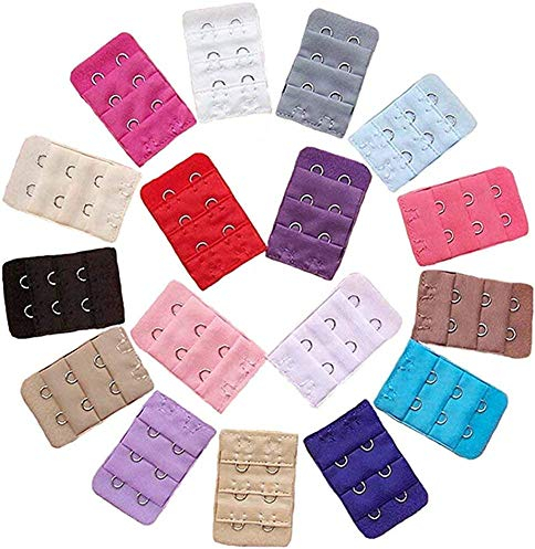 BOOLAVARD ® 12 Stück farbig sortiert Frauen 2-Haken 3 Reihen Abstand Bra Extender Strap BH-Erweiterung von Boolavard ® TM