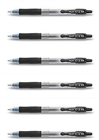 PILOT Gel-Tintenroller, G2 05, feine Spitze, Schwarz, 6 Stück