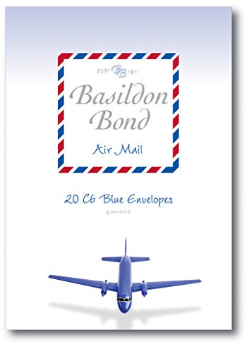 Basildon Bond Briefumschläge C6 114 x 162 mm Gummierung, Umschlag – Luftpost blau (20 Stück)
