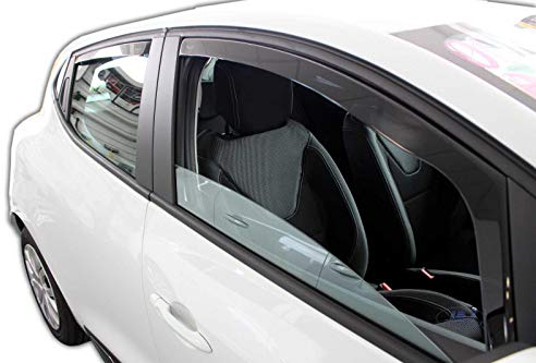 J&J AUTOMOTIVE | Windabweiser Passend Für Clio 4, Fließheck 2012-2019, Heko Regenabweiser, Getönt, Set 4-Teilig, Vorne, Hinten, Aerodynamisch