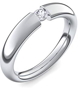 Spannring Platin Ring Diamant 0,10 Carat SI1/H (sehr hochwertig!) +GRATIS Luxusetui +zuverlässiger Versand - Spannringe (Platin Ringe 950) - Tension Amoonic Größe 50 AM25 PL950BRFA50