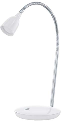 EGLO LED Tischlampe Durengo, 1 flammige Tischleuchte Modern, Klassisch, Schreibtischlampe aus hochwertigem Kunststoff und Stahl, Bürolampe in Weiß, Chrom