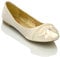 ESSEX GLAM New Womens LACE Pearl Wedding Bridal Ivory White Ballerina Flat Pumps Shoes Size 3 4 5 6 7 8 (UK 6 / EU 39 / US 8, Ivory Satin)