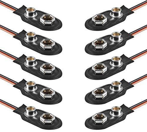 PerfectHD 10x 9V Batteriehalter | I-Form | lose Kabelenden | Akkuhalter Batterieclip | 10 Stück
