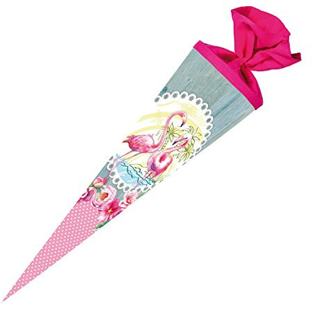 Nestler 5709595s Schultüte Flamingo mit Glitzer, 70 cm, rund