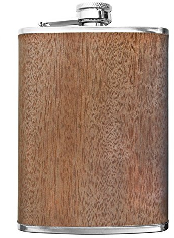 OUTDOOR SAXX Edelstahl Flachmann Wood, 260ml, Holz-Optik Eiche, in Geschenkbox