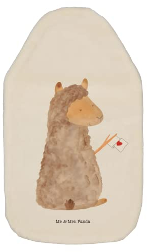 Mr. & Mrs. Panda Wärmflasche Alpaka Fahne - Geschenk, Bettflasche, Lamas, Wärmflasche mit Bezug, Lama, Kleine Wärmflasche, Alpakas, Körnerkissen,