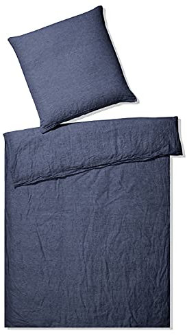 elegante Breeze Bettwäsche aus Halbleinen 155x220 / 40x80 Marine
