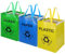 Vinsani Set of 3 Reusable Fabric Recycling Bags – Colour-Coded Durable Spacious Organiser Efficient Waste Sorting Home Office Kitchen for Glass Plastic and Paper Recycling
