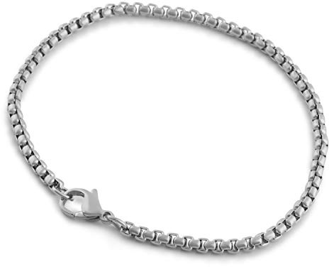 Akitsune Baca Kettenglieder-Armband | 3mm Durchmesser | Box Rolo Herren Damen Kette Edelstahl Karabiner Minimalist