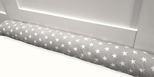 Bebeloo Zugluftstopper Durchzugstopper Windstopper für Türen und Fenster Luftzugstopper für Tür Türschlange Türrolle Baumwollstoff (Sternchen Grau, 150 cm)