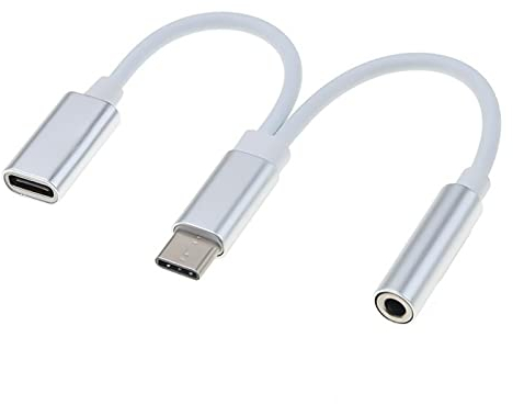 PremiumCord Adaptateur USB-C vers 3,5 mm + USB Type C Femelle pour recharger USB 3.1 Type C mâle vers Jack AUX Audio