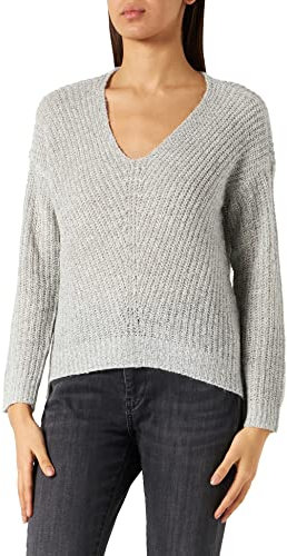 JDY Damen JDYNEW Megan L/S KNT NOOS Pullover, Cloud Dancer/Detail:W. Black PLY, L