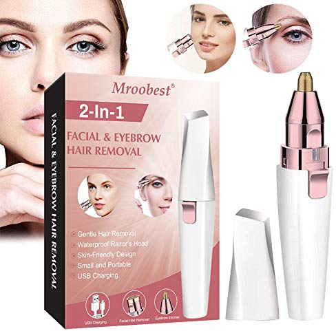 Augenbrauen Trimmer, Augenbrauen Rasier, Augenbrauentrimmer Elektrisch, 2 in 1 wiederaufladbarer USB-Augenbrauen-Haarentferner, Augenbrauen-Epilierer für Augenbrauen、Lippen、Körper、Gesichtshaar