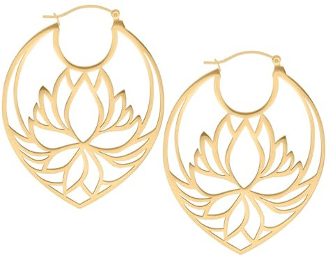 Wildcat Ohrringe - Lotus Hoops - Creolen aus Edelstahl im Design einer Lotusblüte - wasserfest, langlebig, hautverträglich - gold