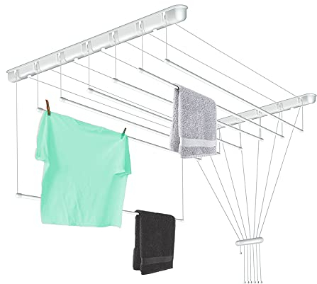 DECKENWÄSCHETROCKNER 7x110 / 7 BARS FÜR WÄSCHEREI 110CM /Badzubehör, Badzubehör, Wäschetrockner, Deckenmontage, zurückgewonnene Höhe, für Wäsche
