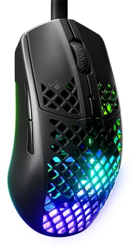 SteelSeries Aerox 3 - Mouse da gioco Holey RGB, design ultraleggero resistente all'acqua - Sensore ottico TrueMove Core da 8.500 DPI - Onyx