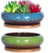 ARTKETTY Lot de 2 Grands Pots de Plantes succulentes avec Drainage, Pots de bonsaï Peu Profonds avec Plateaux, Bol en céramique pour Plantes de Cactus d'intérieur et d'extérieur