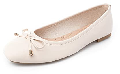 440 Ballerine Donna Bianche con Punta Quadrata - Scarpe Donna - Ballet Flats (White, Size 37)