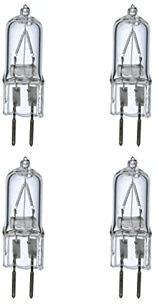 Satco S3164/04 T4 Bi-Pin Halogen Light Bulb, GY6.35 Base, 35 Watts, Clear, 4-Pack