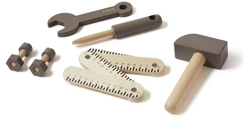 FLEXA Kinder Werkzeug aus Holz | Robustes Holzwerkzeug Set für Kleine Handwerker | Kinder Spielzeug | Montessori Holzspielzeug | Lernspielzeug ab 3 Jahre | Perfectes Geschenk für Jungen & Mädchen