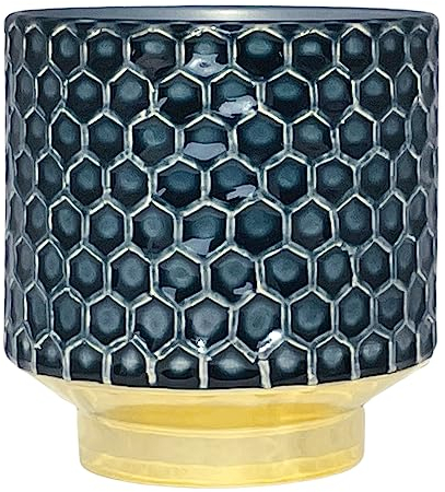 Nordring Retro Übertopf Vintage Pflanztopf für Zimmerplanzen Blumentopf Goldy M (12,5 cm ø), Petrol, Keramik