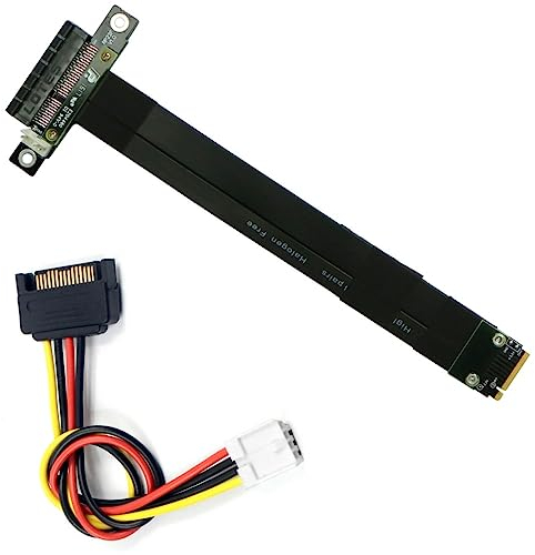 M.2 NGFF NVMe M Key to PCIE 3.0 4X Extension Cable Extender Riser Cable, Black, Straight to Straight, 180 Degree Cable, 200mm