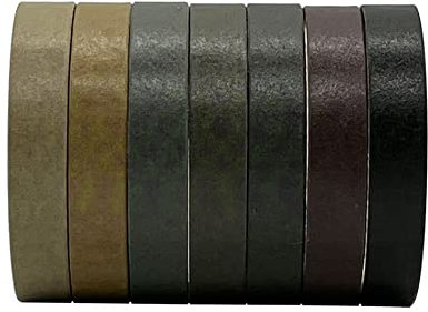 Lot de 7 rouleaux de ruban washi fin vintage marron - Collection basique - 6 mm de large - Ruban décoratif japonais pour bullet journal, agendas, bricolage, collage, travaux manuels, scrapbooking