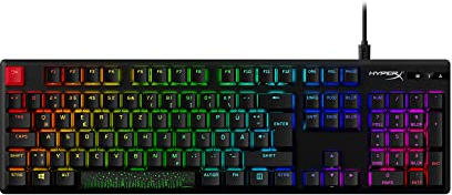 HyperX Alloy Origins PBT – Mechanische Gaming Tastatur, PBT Keycaps, Tastenkappen, RGB, HyperX Mechanische Switches, Schalter, kompakt, tragbar, robustes Aluminiumgehäuse, verstellbare Füße, Schwarz