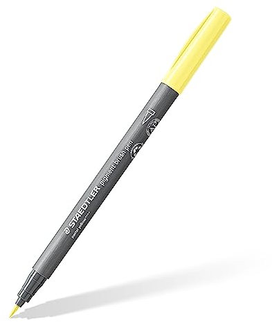 STAEDTLER brush pen pigment Arts, pastellgelb, pigmentierte Premium-Zeichentusche, Pinselspitze für variable Linienbreite, wasserfest, schnelltrocknend, 10 brush pens im Kartonetui, 371-105