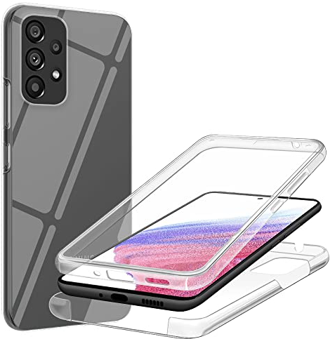 HSP 360 Grad Hülle für Samsung Galaxy A53 5G [Vollschutz] Handyhülle | Case Schutzhülle Kratzfest Stoßfest Fallschutz | Kameraschutz Displayschutz | Passgenau Premium TPU und PC Verbund | Transparent