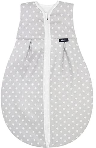 Alvi Baby Kugelschlafsack Molton Leichter Sommerschlafsack ohne Ärmel Kinderschlafsack unwattiert Molton Stars Silber 100 cm