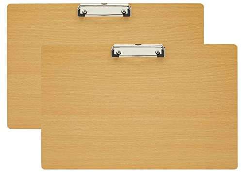 BOMKEE Extra großes Klemmbrett, 27,9 x 43,2 cm, legale Größe, Holz, Querformat, Klemmbrett für Künstler, Zeichnen, Skizzieren, 2 Stück