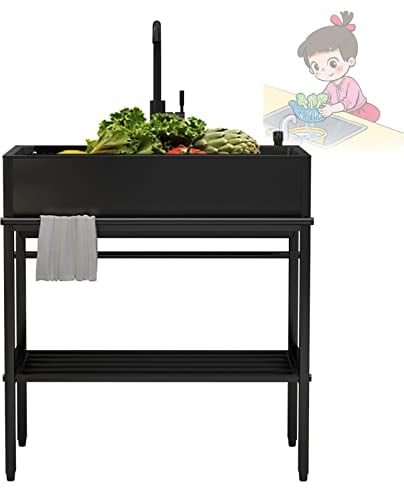 WORDFUN Fregadero De Acero Inoxidable, Fregadero De Cocina Comercial, Fregadero para Lavavajillas, Fregadero Portatil Camping, Mueble Fregadero para Bar Camping Jardin Lavandería Garaje