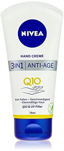 3er Pack - NIVEA Hand Creme 3in1 Anti-Age Q10, Anti-Falten Handpflege mit Q10 und UV-Filter - 75ml