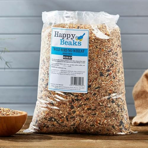 No Wheat Small Wild Bird Seed Mix High Energy Garden Bird Grade Food by Happy Beaks (14kg)